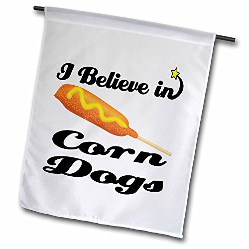 3dRose fl_105073_1 I Believe in Corn Dogs Garden Flag, 12 by 18-Inch