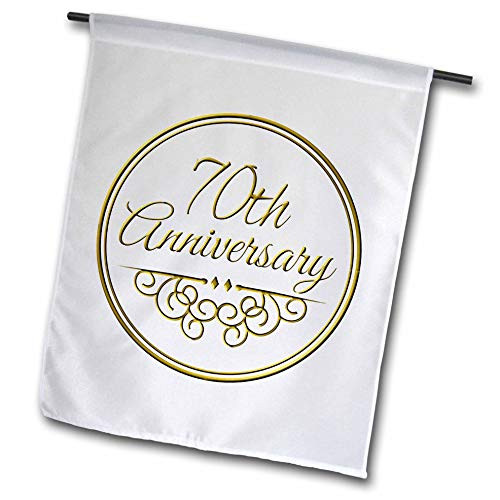 3dRose fl_154512_1 70th Gold Text for Celebrating Wedding Anniversaries-70 Years Married Together Garden Flag, 12 by 18-Inch