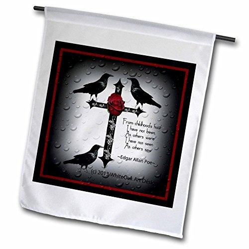 3dRose fl_165355_1 A Black Gothic Cross with Designs and Ravens Garden Flag, 12 by 18-Inch 3dRose fl_165355_1 A Black Gothic Cross with Designs and Ravens Garden Flag, 12 by 18-Inch