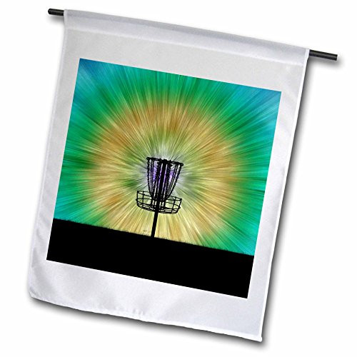 3dRose fl_173456_1 Tie Dye Disc Golf Basket-Colorful Disc Golf Tie Dye Basket Design Garden Flag, 12 by 18-Inch