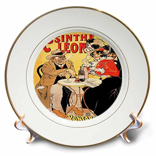 3dRose cp_149285_1 Vintage Absinthe Leon French Wine Advertising Poster Porcelain Plate, 8-Inch 3dRose cp_149285_1 Vintage Absinthe Leon French Wine Advertising Poster Porcelain Plate, 8-Inch