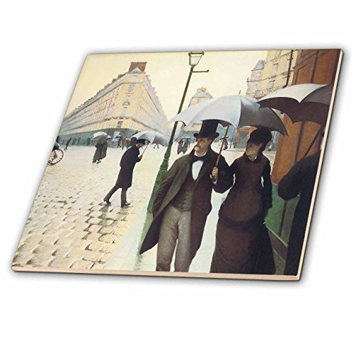 3dRose ct_127309_3 Paris, The Place De Leurope on a Rainy Day by Gustave Caillebotte Ceramic Tile, 8-Inch