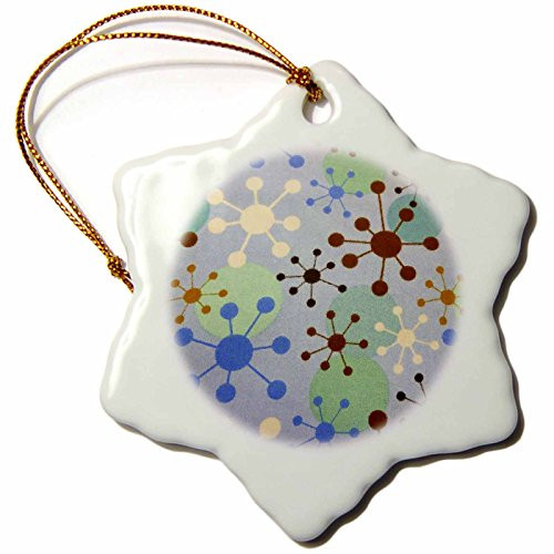 3dRose orn_59804_1 Retro Sixties Sputnik Spokes-Snowflake Ornament, 3-Inch, Porcelain