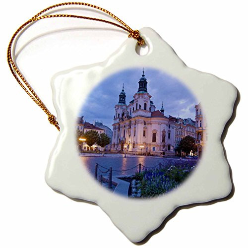 3dRose orn_81240_1 Old town Square, Prague, Czech Republic-Eu06 Sws0041-Stuart Westmorland-Snowflake Ornament, 3-Inch, Porcelain