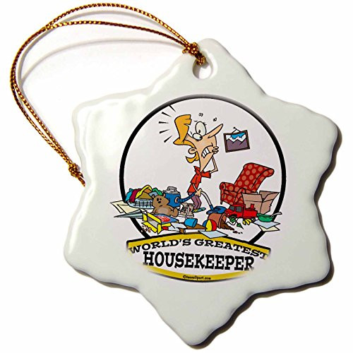 3dRose orn_103264_1 Funny Worlds Greatest Housekeeper Ii Cartoon-Snowflake Ornament, 3-Inch, Porcelain 3dRose orn_103264_1 Funny Worlds Greatest Housekeeper Ii Cartoon-Snowflake Ornament, 3-Inch, Porcelain