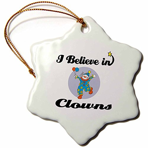 3dRose orn_105054_1 I Believe in Clowns-Snowflake Ornament, 3-Inch, Porcelain