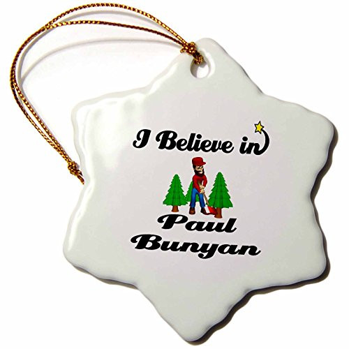 3dRose orn_105435_1 I Believe in Paul Bunyan-Snowflake Ornament, 3-Inch, Porcelain