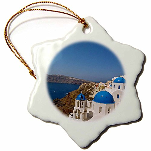 3dRose ORN_137340_1 Oia on The Island of Santorini, Greece Eu12 Dny0008 David Noyes Snowflake Ornament, Porcelain, 3-Inch