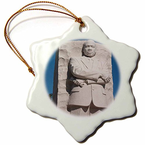 3dRose ORN_143502_1 Martin Luther King Jr Memorial, Washington Dc, USA Us09 Lfo0144 Lee Foster Snowflake Ornament, Porcelain, 3-Inch