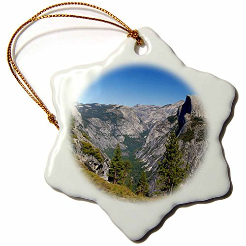 3dRose ORN_194529_1 Yosemite National Park with Half Dome Snowflake Ornament, Porcelain, 3-Inch