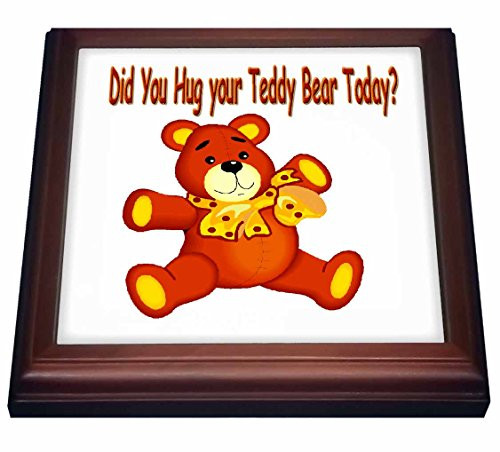 3dRose trv_1295_1 Did You Hug Your Teddy Bear Today Trivet with Ceramic Tile, 8 by 8", Brown