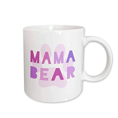 3dRose Mama Bear - Pink Text with Paw Print for Mother Or New Mom Mommy - Mothers Day - Part of Family Set - Ceramic Mug, 11-Ounce (mug_123172_1)