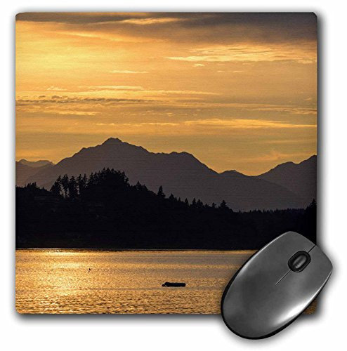 3dRose USA, Washington. Sunset over Olympics, Port Orchard Narrows. - Mouse Pad, 8 by 8 inches (mp_209994_1)