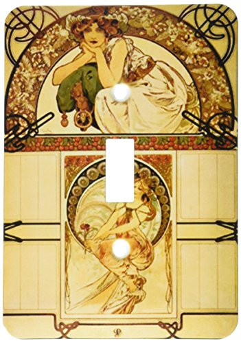 3dRose lsp_204280_1"Print Of Muchas Calendar Of Cherry Blossoms" Single Toggle Switch