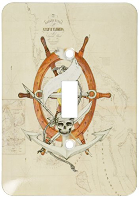 3dRose lsp_204870_1"Print Of Vintage Florida Chart With Pirate Wheel" Single Toggle Switch