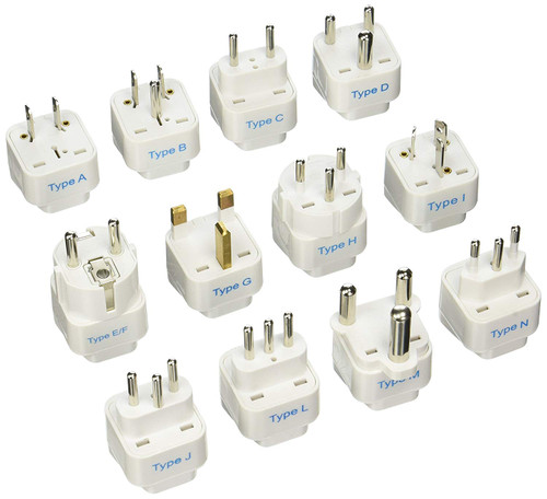 Ceptics GP-12PK International Travel Worldwide Grounded Universal Plug Adapter Set, 12 Pieces