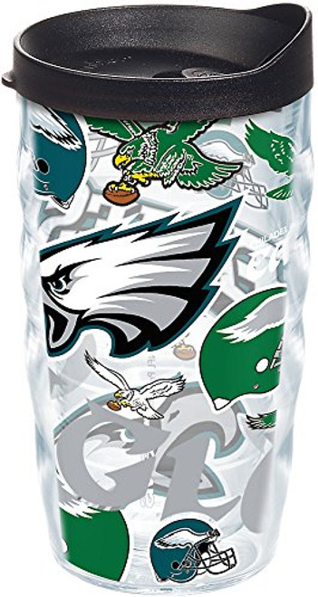 Tervis 1248027 NFL Philadelphia Eagles All Over Tumbler with Wrap and Black Lid 10oz Wavy, Clear Tervis 1248027 NFL Philadelphia Eagles All Over Tumbler with Wrap and Black Lid 10oz Wavy, Clear