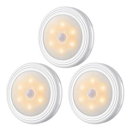 AMIR Motion Sensor Light, Stick-Anywhere Cordless Battery-Powered LED Night Light, Wall Light, Magnet Closet Lights, Safe Lights for Stairs, Hallway, Bathroom, Kitchen, Cabinet (Pack of 3, Warm White)