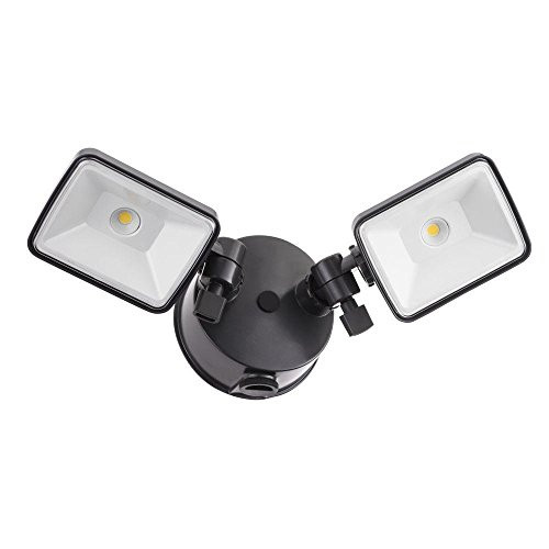 Lithonia Lighting OLF 2SH 40K 120 PE BZ M4 Twin Head Dusk to Dawn Outdoor Integrated LED Security Flood Light, Square, 4000K, Black Bronze