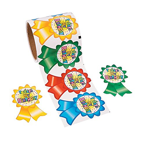 Fun Express 1 Roll ~ Today's My Birthday Stickers ~ 100 Paper 3.5