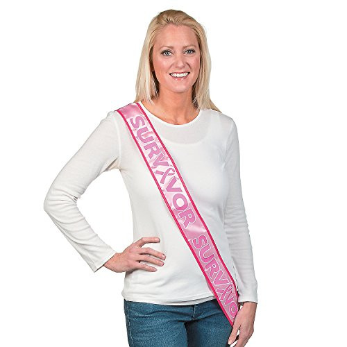 Fun Express - Pink Ribbon Survivor Sash - Apparel Accessories - Apparel - Misc Apparel - 1 Piece