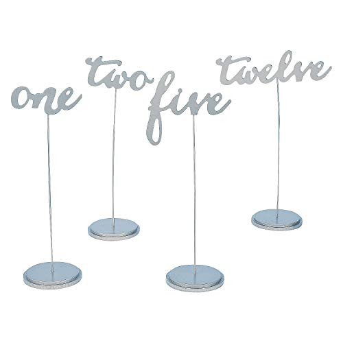 1-12 Calligraphy Silver Table Numbers for Wedding - Party Supplies - Favors - Placecards And Holders - Wedding - 12 Pieces