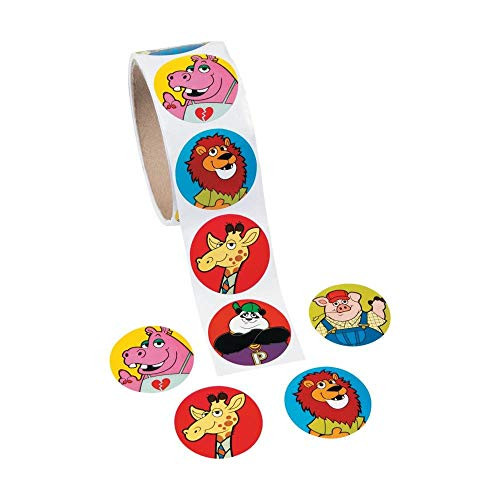 1 Roll ~ Animal Stickers ~ 100 Paper 1.5" Round Stickers Per Roll ~ New / Shrink-wrapped