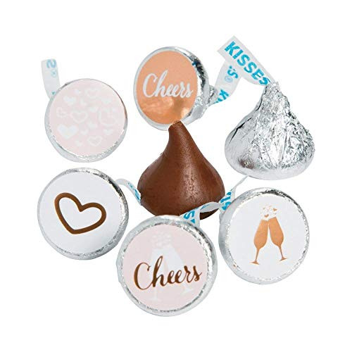 1 Roll ~ Cheers Gold Foil Stickers for Hershey Kisses ~ 390 Paper 3/4" Round Stickers Total ~ New / Shrink-wrapped