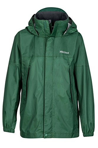 Marmot PreCip Boys' Lightweight Waterproof Rain Jacket, Dark Green, Medium