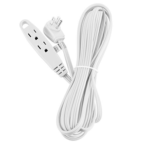 Aurum Cables 15-Feet 3 Outlet Extension Cord 16AWG Indoor/Outdoor Use White - UL Listed