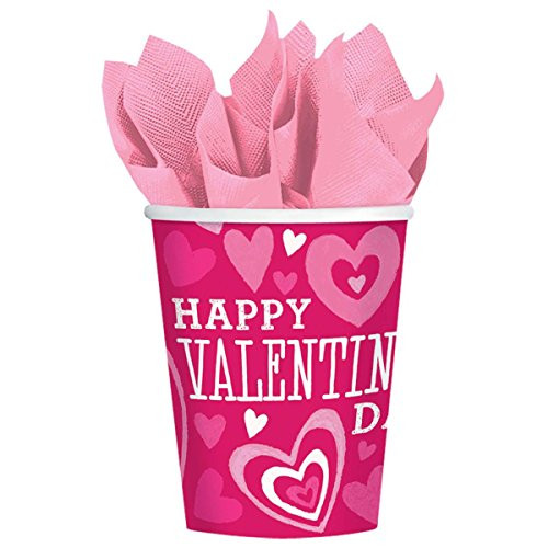 Amscan 7314481 Valentine's Day Paper Cups Party Supplies 9 oz. Red