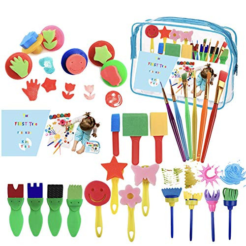 AzBoys 28PCS Sponge Paint Brushes Kits,Kids Early Learning Painting Drawing Tools,Mini Flower Paint Sponge Brushes Set for Toddlers Children DIY Craft Project AzBoys 28PCS Sponge Paint Brushes Kits,Kids Early Learning Painting Drawing Tools,Mini Flower Paint Sponge Brushes Set for Toddlers Children DIY Craft Project