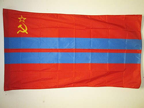 AZ FLAG Turkmen Soviet Socialist Republic Flag 3' x 5' for a Pole - Turkmenistan SSR Flags 90 x 150 cm - Banner 3x5 ft with Hole