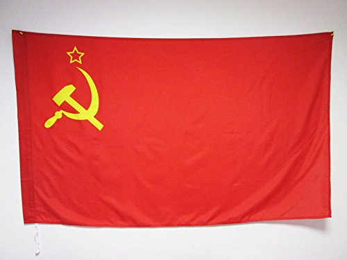 AZ FLAG USSR Flag 3' x 5' for a Pole - Red Communist Flags 90 x 150 cm - Banner 3x5 ft with Hole