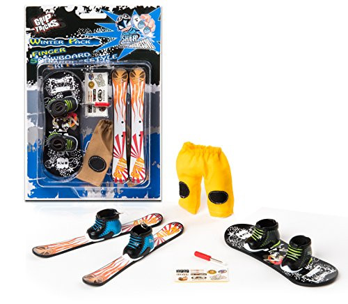 Grip&Tricks - Finger Winter Pack 1 - Finger Snowboard Ski Freestyle - Mini Snowboard and Ski Frestyle