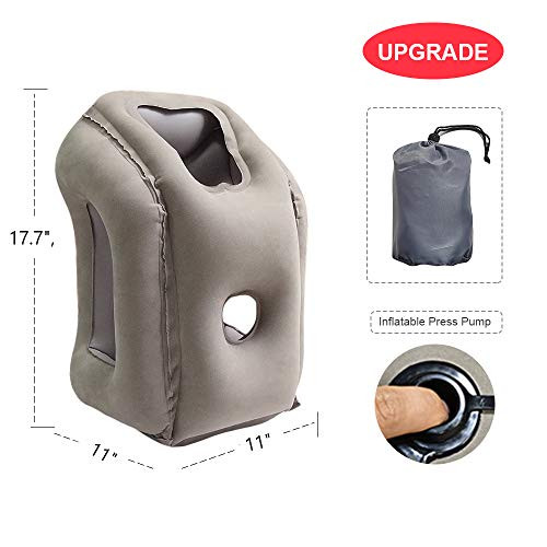 Kenmont Travel Pillow Airplane Pillow, Portable Head Neck Rest Inflatable Pillow for Airplanes, Cars, Buses, Office Napping, Camping, Nap Pillow Flight Sleep Pillow Design