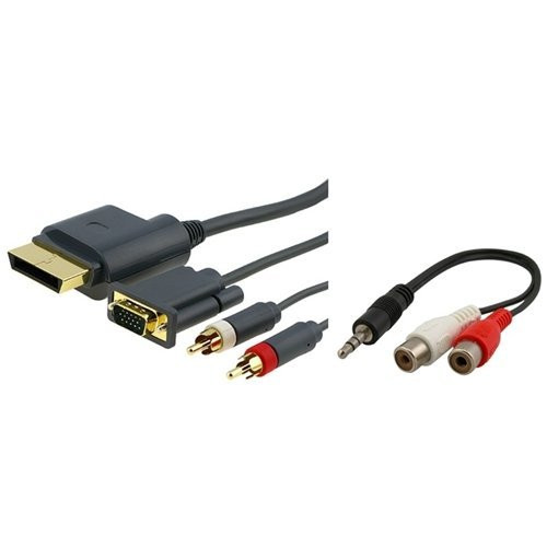 Importer520 Compatible with Xbox 360 HD VGA AV Cable + RCA To 3.5MM Adapter