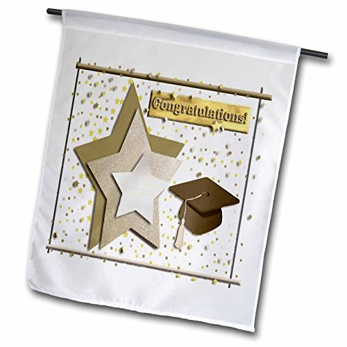 3dRose fl_12180_1 Congratulations Graduation Stars Cap with Tassel Garden Flag, 12 by 18-Inch