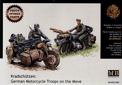 Master Box German Motorcycle Troops on the Move (4) Figure Model Building Kits (1:35 Scale)