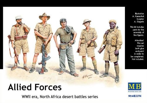 Master Box WWII Allied Forces N. Africa (5) Figure Model Building Kits (1:35 Scale)