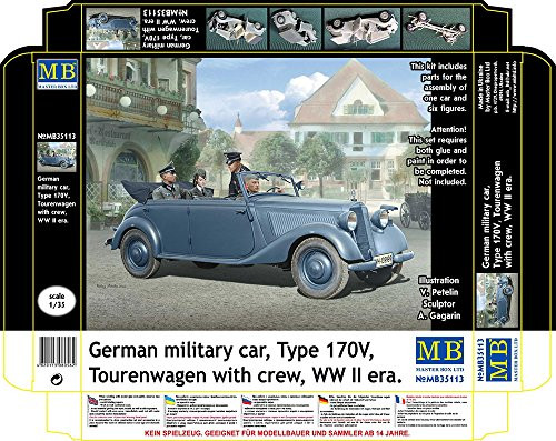 Masterbox 1:35 Scale "german Military Car/type 170v/tourenwagen With Crew Wwii"