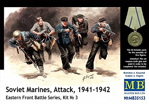 Master Box Soviet Marines Attack Eastern Front 1941-42 (5) Figure Model Building Kits (1:35 Scale)