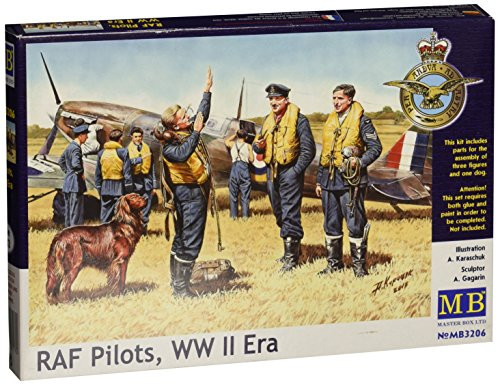 Master Box WWII RAF Pilots (3 with Dog) Figure Model Building Kits (1:32 Scale) Master Box WWII RAF Pilots (3 with Dog) Figure Model Building Kits (1:32 Scale)