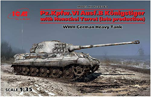 ICM 1/35 Scale Pz.Kpfw.VI Ausf.B King Tiger with Henschel Turret (Late Production) - WWII German Heavy Tank Model Building Kit #35363