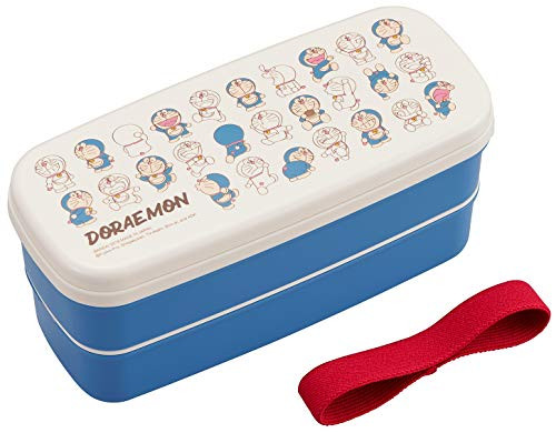 OSK Daraemon 640ml Bento Lunch Box 2 Stage Blue White with Chopsticks PW-28 Japan Import
