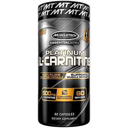 MuscleTech Platinum 100% Carnitine Formula, 500 mg Pure L-Carnitine, 180 Capsules