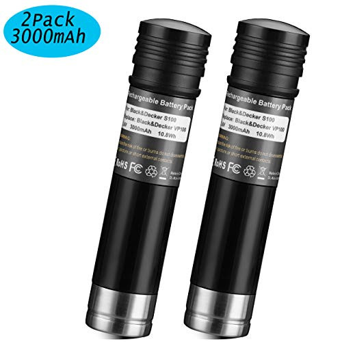 2Pack 3.6V 3000mAh Ni-Mh Replacement Batteries for Black and Decker Versapak Gold VP100 VP100C VP105 VP105C VP110 VP110C VP143 Vp142 Vp7240