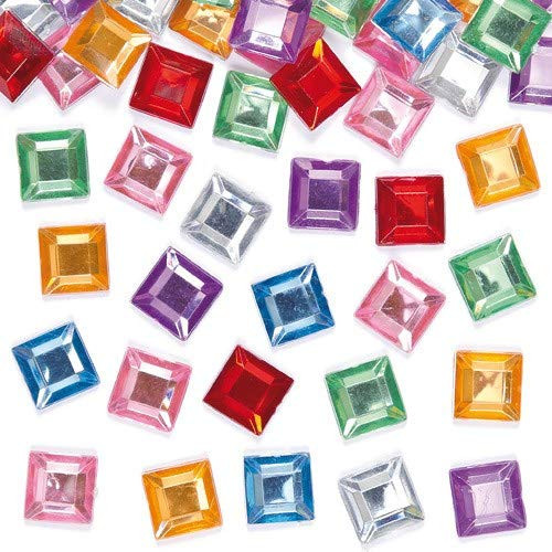 Baker Ross Square Self-Adhesive Acrylic Jewels for Children to Decorate Cards Crafts and Collage (Pack of 240)