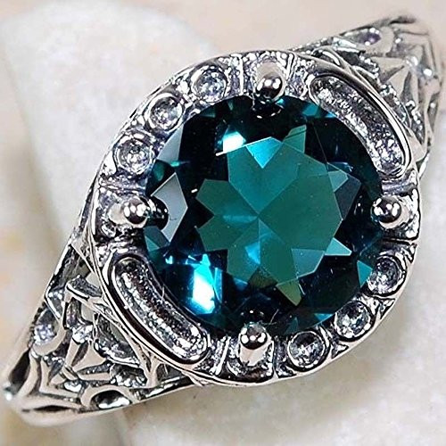 Sumanee Noble Women 925 Silver Sapphire Gemstone Ring Wedding Bridal Jewelry Size 6-10 (9)
