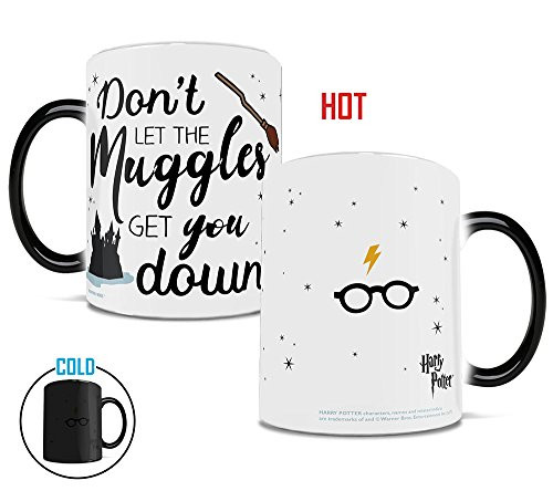 Morphing Mugs Harry Potter Don't Let the Muggles Get You Down Quote Heat Sensitive Ceramic Coffee Mug - 11 Ounces